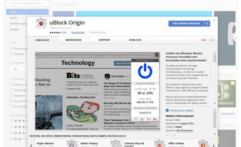 Werbeblocker uBlock Origin: Wenn Adblock Plus nur noch Werbung durchlässt