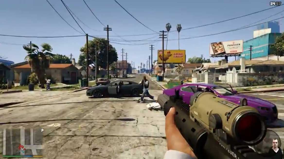 GTA V mit Ego Shooter Perspektive - Bildquelle: YouTube Video