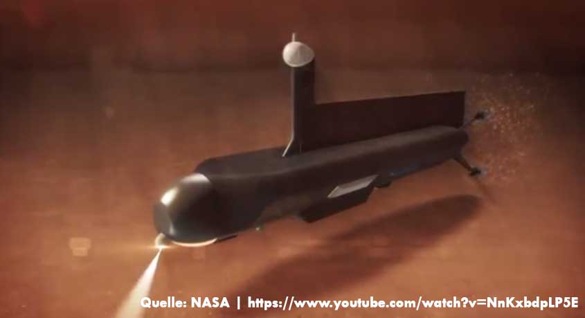 Die NASA plant ein U-Boot um den Kraken Mare auf dem Saturnmond Titan zu untersuchen - Bild: NASA (Screenshot vom YouTube Video)