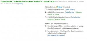 Die Lieferzeit bei Amazon ist aktuell deutlich länger als normal - Bildquelle: Eigene Darstellung / amazon.de